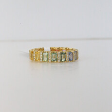 14k Yellow Gold 4.37ctw Diamond and Sapphire Rainbow Eternity Band (Size 7)