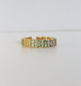 14k Yellow Gold 4.37ctw Diamond and Sapphire Rainbow Eternity Band (Size 7)