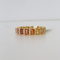 14k Yellow Gold 4.37ctw Diamond and Sapphire Rainbow Eternity Band (Size 7)