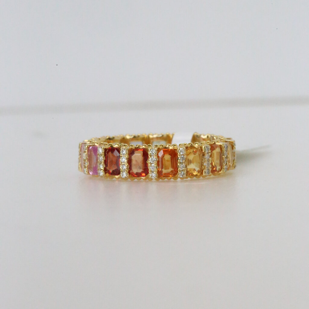 14k Yellow Gold 4.37ctw Diamond and Sapphire Rainbow Eternity Band (Size 7)