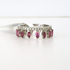 14k White Gold .47ctw Diamond 1.18ctw Pink Tourmaline Tiara Ring