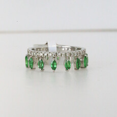 14k White Gold .47ctw Diamond 1.27ctw Tsavorite Tiara Ring