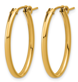 14k Yellow Gold-Filled 2x30mm Oval Hoop Earrings