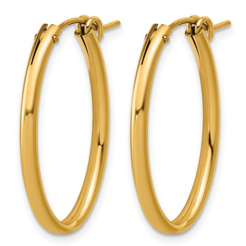 14k Yellow Gold-Filled 2x30mm Oval Hoop Earrings