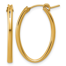 14k Yellow Gold-Filled 2x30mm Oval Hoop Earrings