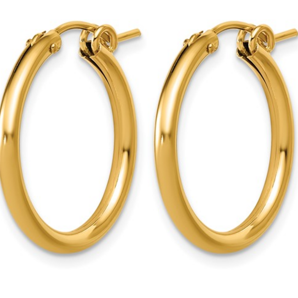 14k Yellow Gold-Filled 2x22mm Hoop Earrings