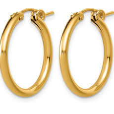 14k Yellow Gold-Filled 2x22mm Hoop Earrings
