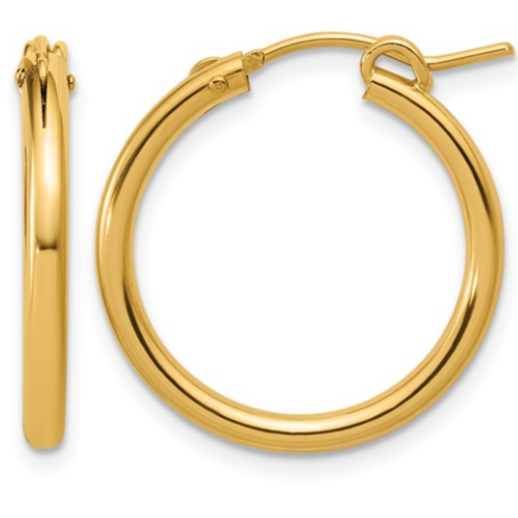 14k Yellow Gold-Filled 2x22mm Hoop Earrings