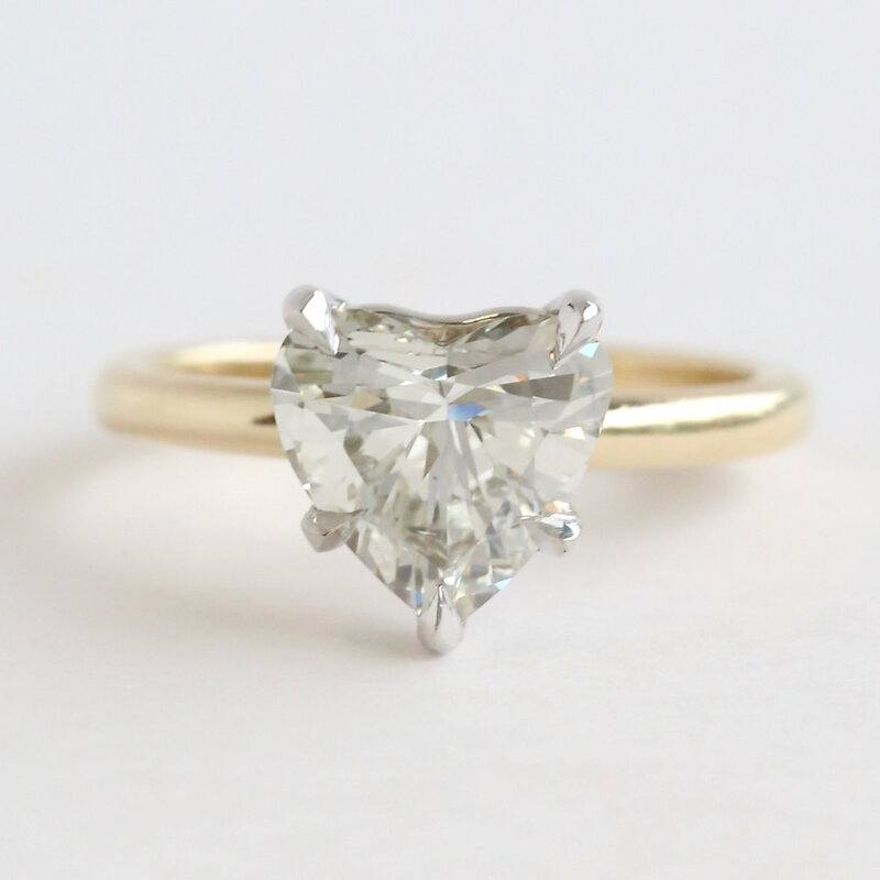 American Jewelry 14k Yellow Gold 2.30ct K/VS2 Heart Shape Diamond Solitaire Engagement Ring