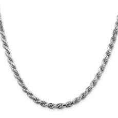 American Jewelry Sterling Silver Rhodium Plated 4.6mm Diamond Cut Rope Chain (22")