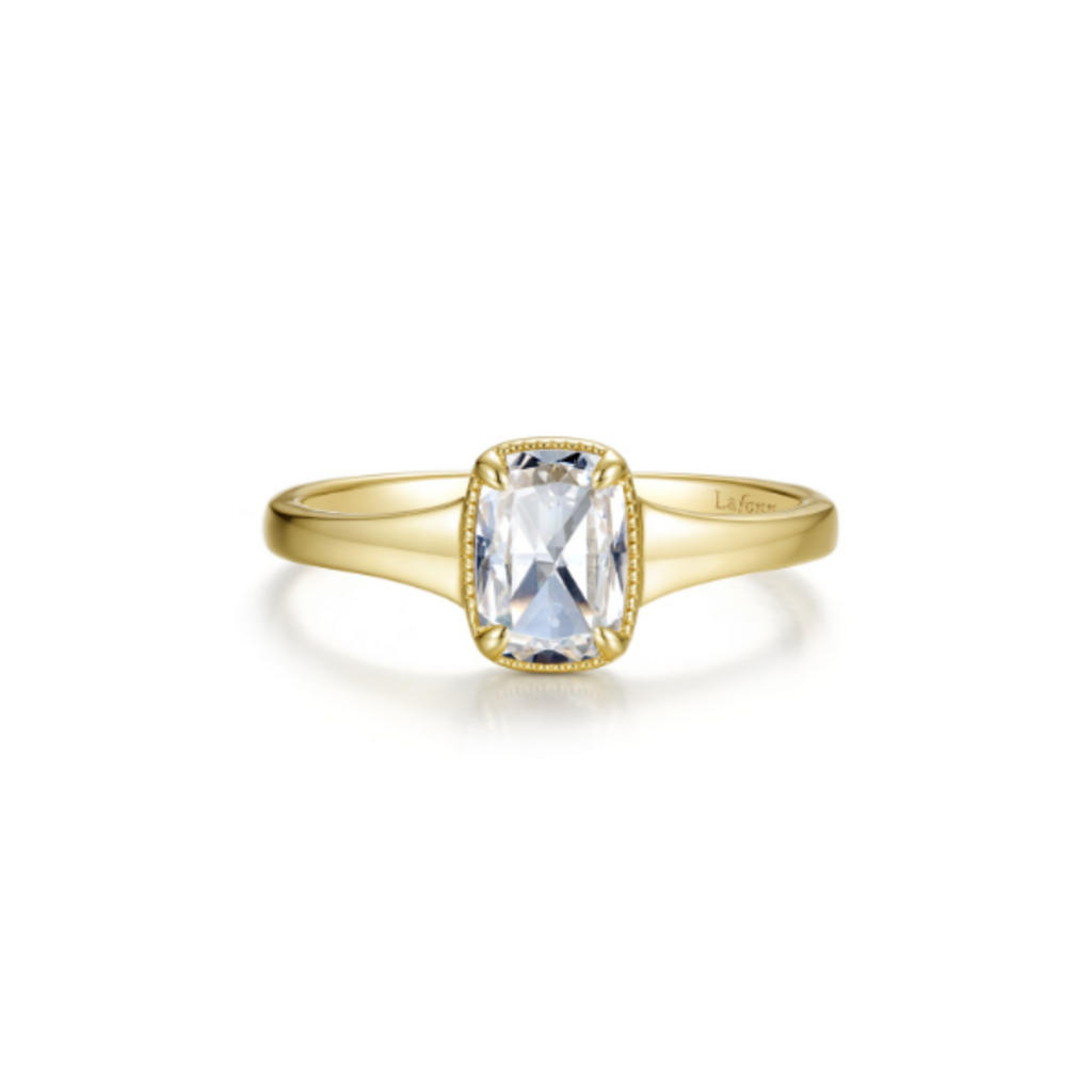 Lafonn Lafonn Silver Gold-Plated 1.24ct Simulated Diamond Cushion Elara Ring (Size 6)