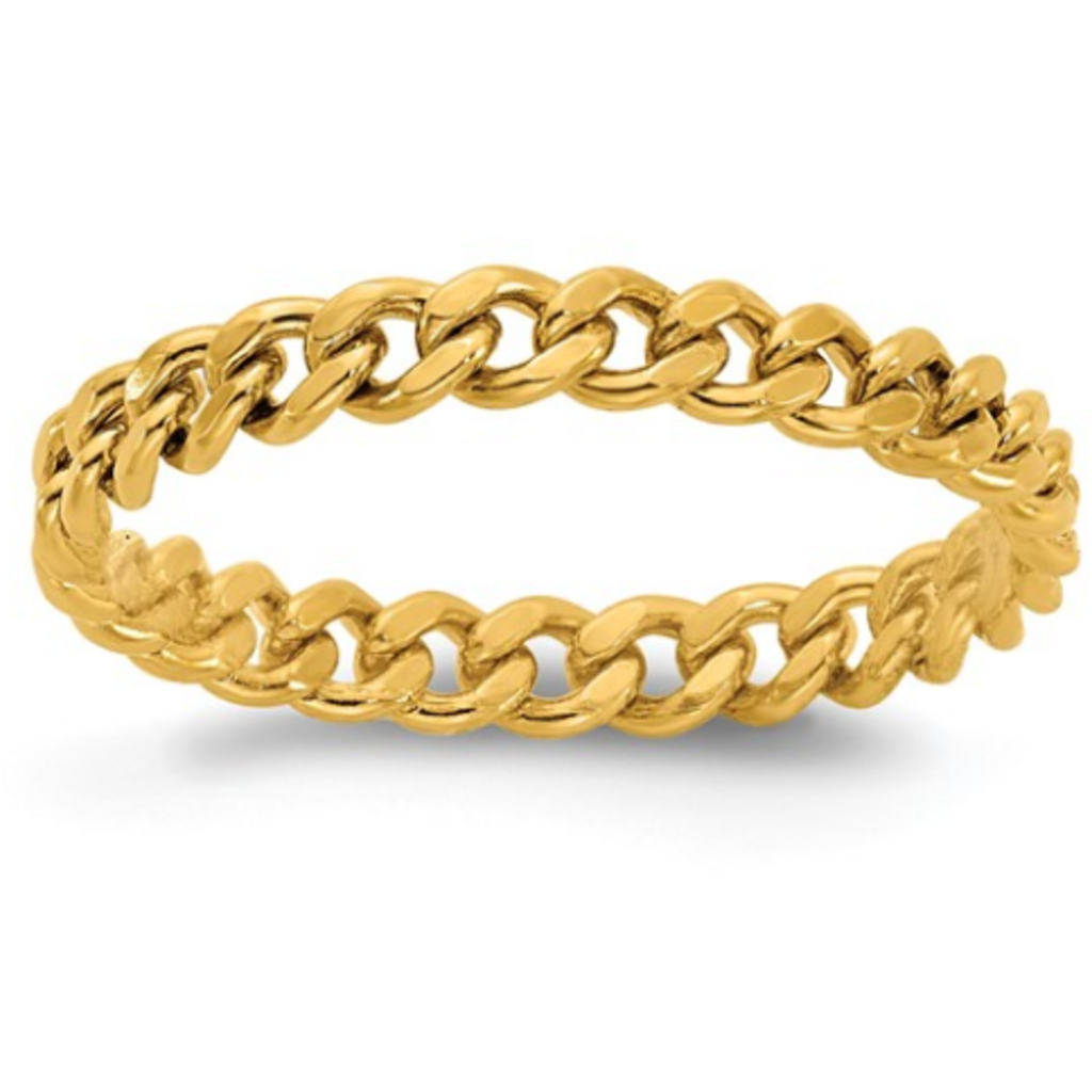 14k Yellow Gold-Filled 2.9mm Curb Chain Ring (Size 6.75)