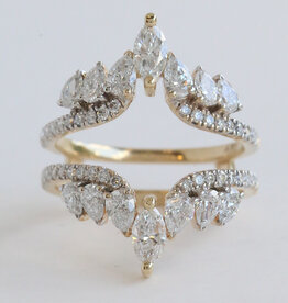 American Jewelry 14k Yellow Gold 2ctw Lab Grown Marquise Diamond Double Row Ring Guard