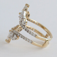 American Jewelry 14k Yellow Gold 2ctw Lab Grown Marquise Diamond Double Row Ring Guard
