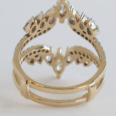 American Jewelry 14k Yellow Gold 2ctw Lab Grown Marquise Diamond Double Row Ring Guard