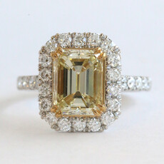American Jewelry 14k White Gold 4.55ctw (3.06 Y-Z/SI1 GIA Ctr) Emerald Cut Diamond Halo Engagement Ring Wedding Band Set