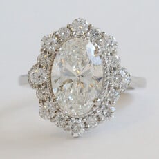 American Jewelry 14k White Gold 3.70ctw (3.02 E/VS1 Ctr) Lab Grown Diamond Oval Halo Engagement Ring