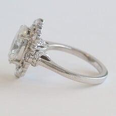 American Jewelry 14k White Gold 3.70ctw (3.02 E/VS1 Ctr) Lab Grown Diamond Oval Halo Engagement Ring