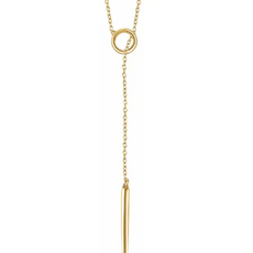 American Jewelry 14k Yellow Gold Circle and Bar Lariat Necklace (16-18")