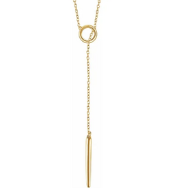 American Jewelry 14k Yellow Gold Circle and Bar Lariat Necklace (16-18")