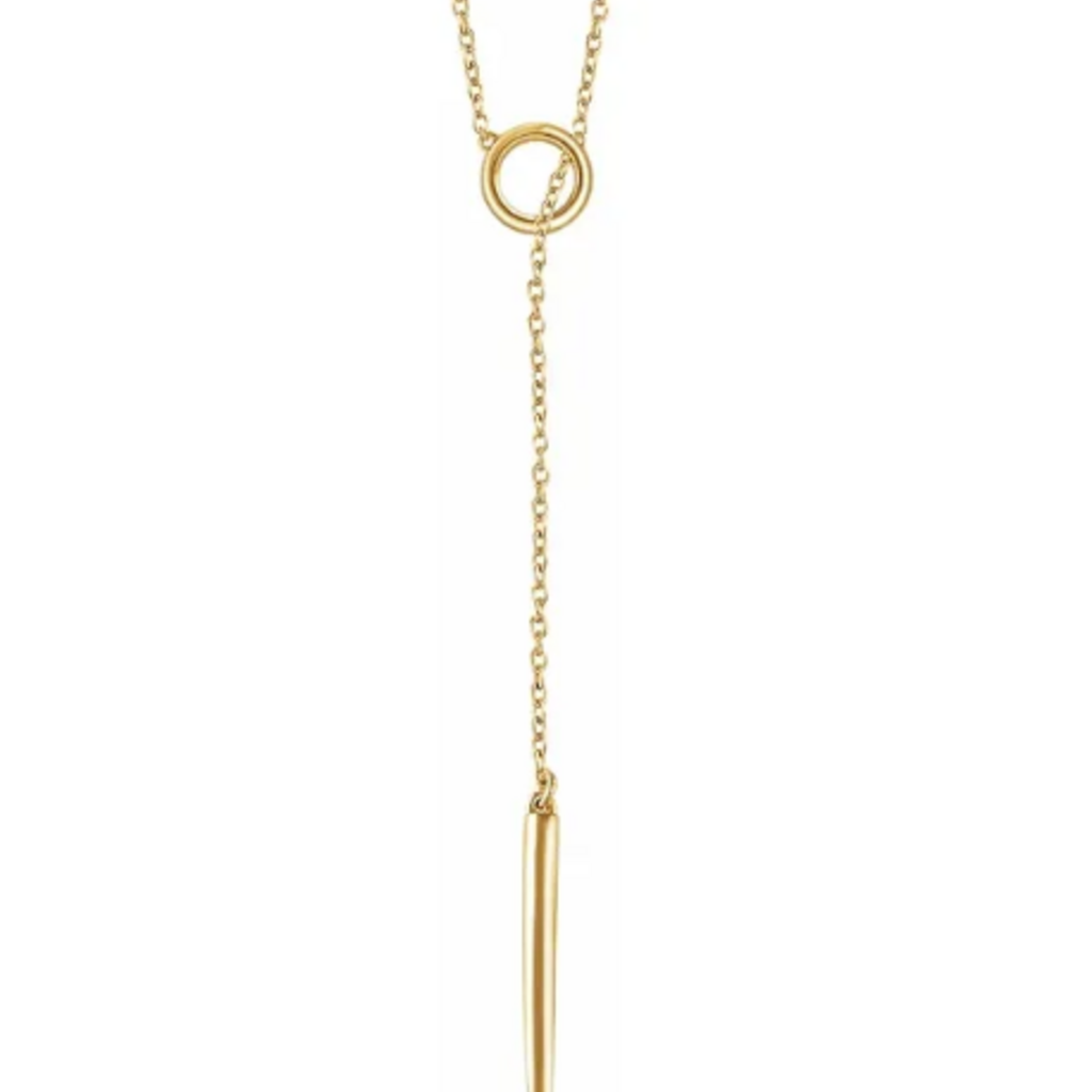 American Jewelry 14k Yellow Gold Circle and Bar Lariat Necklace (16-18")