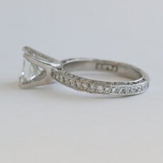 American Jewelry ESTATE Platinum Tacori 1.75ctw (1.25 H/SI1 Ctr) Princess Diamond Accented Solitaire Engagement Ring