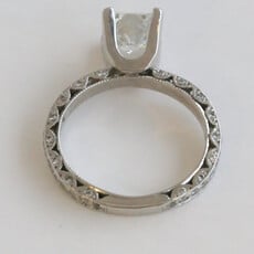 American Jewelry ESTATE Platinum Tacori 1.75ctw (1.25 H/SI1 Ctr) Princess Diamond Accented Solitaire Engagement Ring