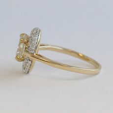 American Jewelry ESTATE 14k Yellow Gold 1.5ctw (1.30ctr) Round Diamond Pave Halo Engagement Ring