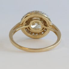 American Jewelry ESTATE 14k Yellow Gold 1.5ctw (1.30ctr) Round Diamond Pave Halo Engagement Ring