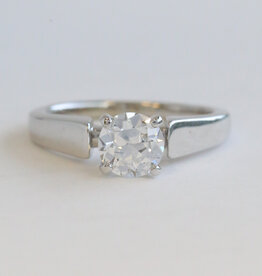 American Jewelry ESTATE 14k White Gold .85ct D/SI1 GIA Round Brilliant Diamond Solitaire Engagement Ring (Size 5.5)