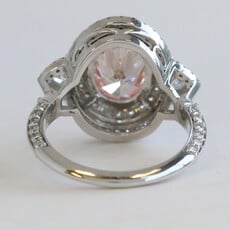 American Jewelry 14k White Gold 4ctw (3ct Fancy Intense Pink VS1 Ctr) Lab Grown Oval Diamond Double Halo Engagement Ring