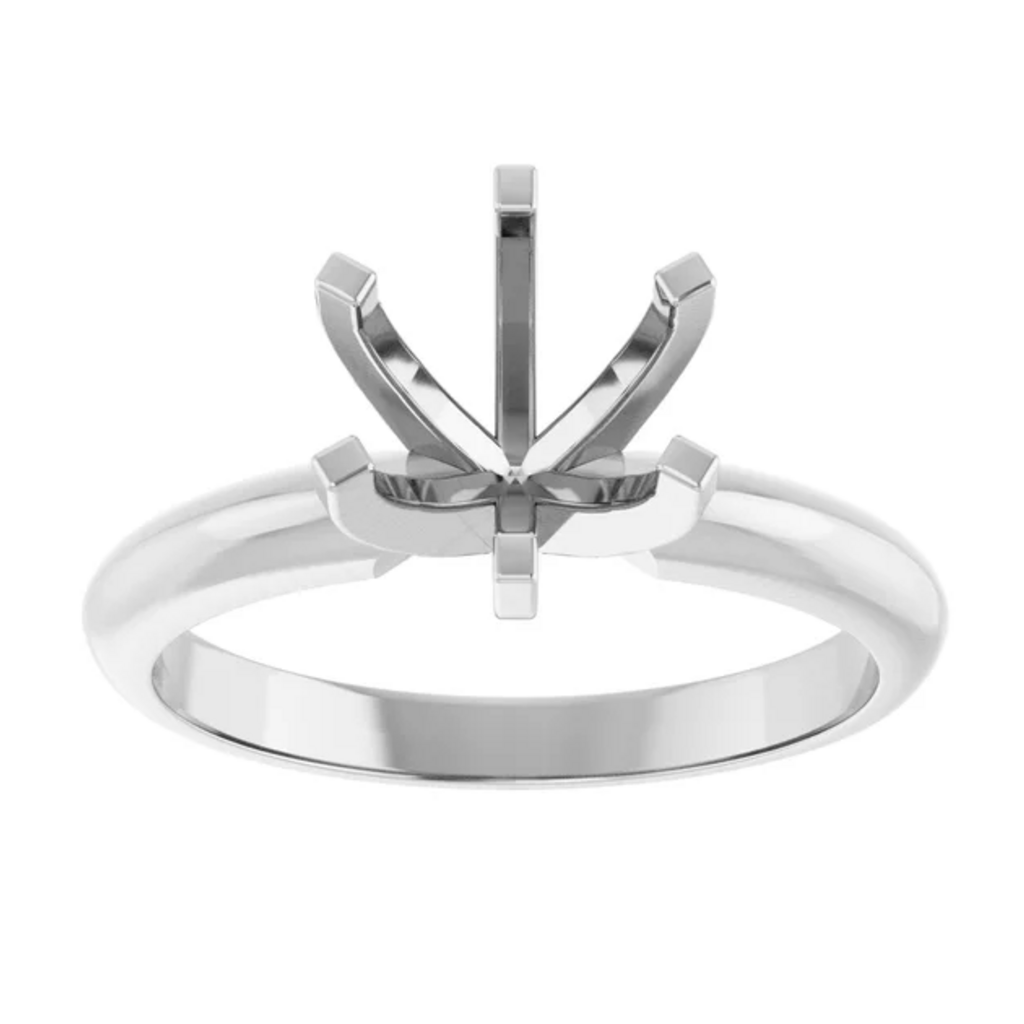 American Jewelry 14k White Gold 6 Prong Round Solitaire Semi Mount Engagement Ring