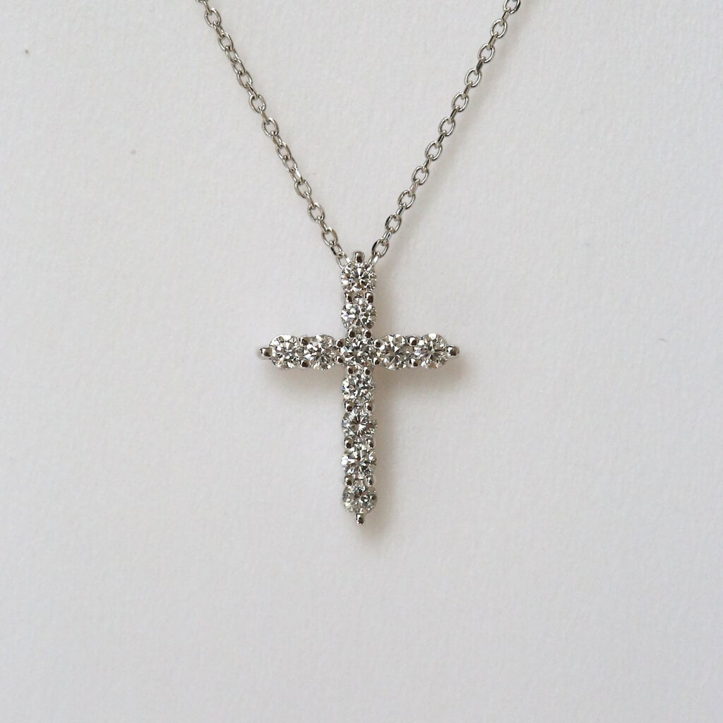 14k White Gold 1/2ctw F/VS Lab Grown Diamond Cross Pendant