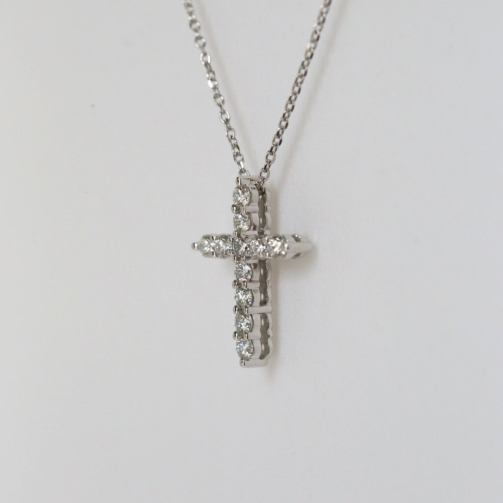 14k White Gold 1/2ctw F/VS Lab Grown Diamond Cross Pendant