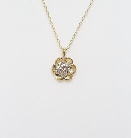 American Jewelry 14k Yellow Gold .71ct E/VS2 Round Brilliant Buttercup Flower Solitaire Pendant