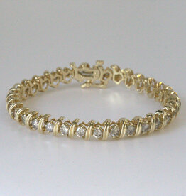 American Jewelry ESTATE 14k Yellow Gold 6.5ctw Diamond S-Link Bracelet (7")
