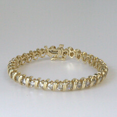 American Jewelry ESTATE 14k Yellow Gold 6.5ctw Diamond S-Link Bracelet (7")