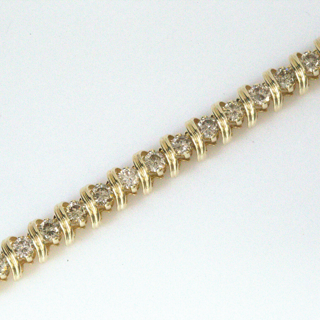 American Jewelry ESTATE 14k Yellow Gold 6.5ctw Diamond S-Link Bracelet (7")