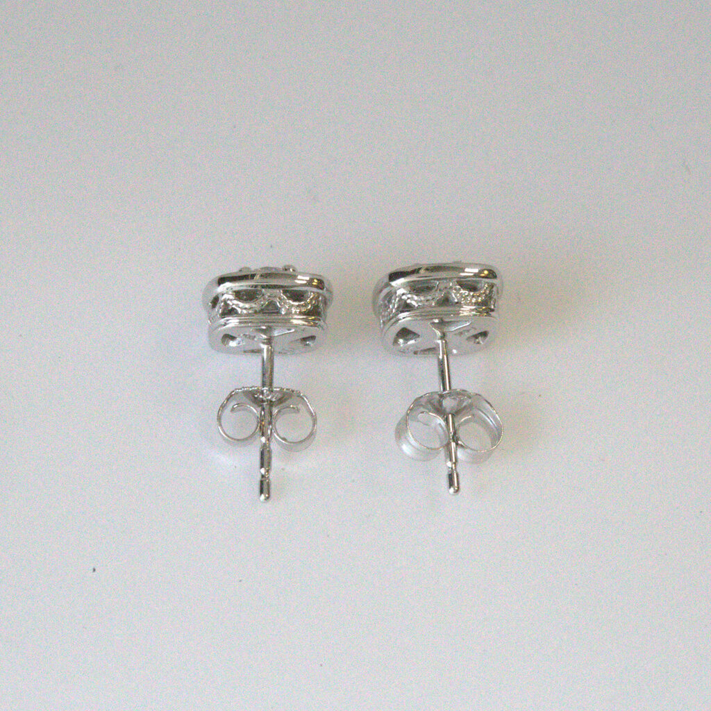 American Jewelry ESTATE 14k White Gold 7.7mm Cushion 1/2ctw Diamond Halo Stud Earrings