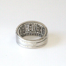American Jewelry ESTATE 14k White Gold 1ctw Baguette & Round Diamond Wide Ring (Size 6.75)