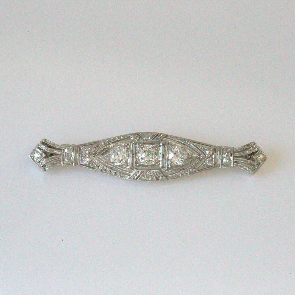 American Jewelry ESTATE Platinum 1.4ctw Old European Vintage VS Diamond Broach
