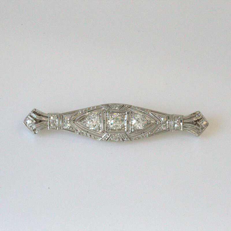 American Jewelry ESTATE Platinum 1.4ctw Old European Vintage VS Diamond Broach