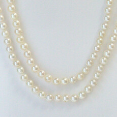 American Jewelry 14k Yellow Gold Double Akoya Pearl Strand Necklace 16"
