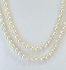 American Jewelry 14k Yellow Gold Double Akoya Pearl Strand Necklace 16"
