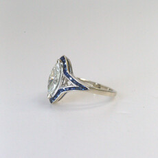 American Jewelry 14k White Gold 1.14ct (H/SI1)  Marquise Diamond & 1.58ctw Sapphire Venetti Engagement Ring (Size 6.5)