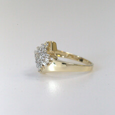 American Jewelry ESTATE 14k Yellow Gold 1/3ctw Baguette & Round Bypass Cluster Ring (Size 6)