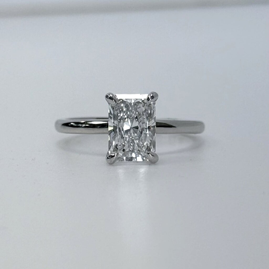 American Jewelry 14k White Gold 1.79ct D/VVS2 Radiant Solitaire Engagement Ring