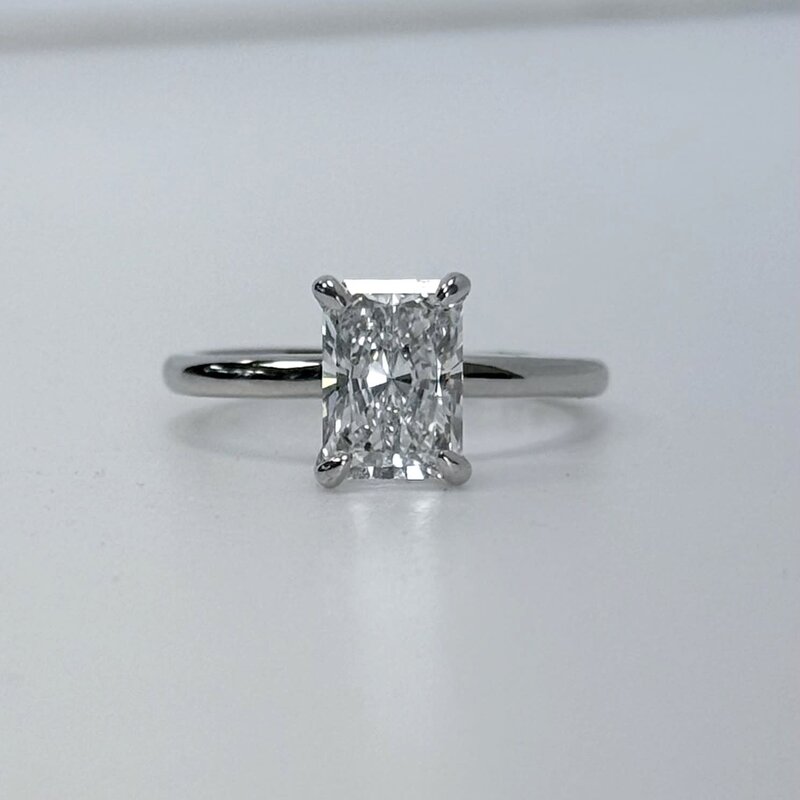 American Jewelry 14k White Gold 1.79ct D/VVS2 Radiant Solitaire Engagement Ring