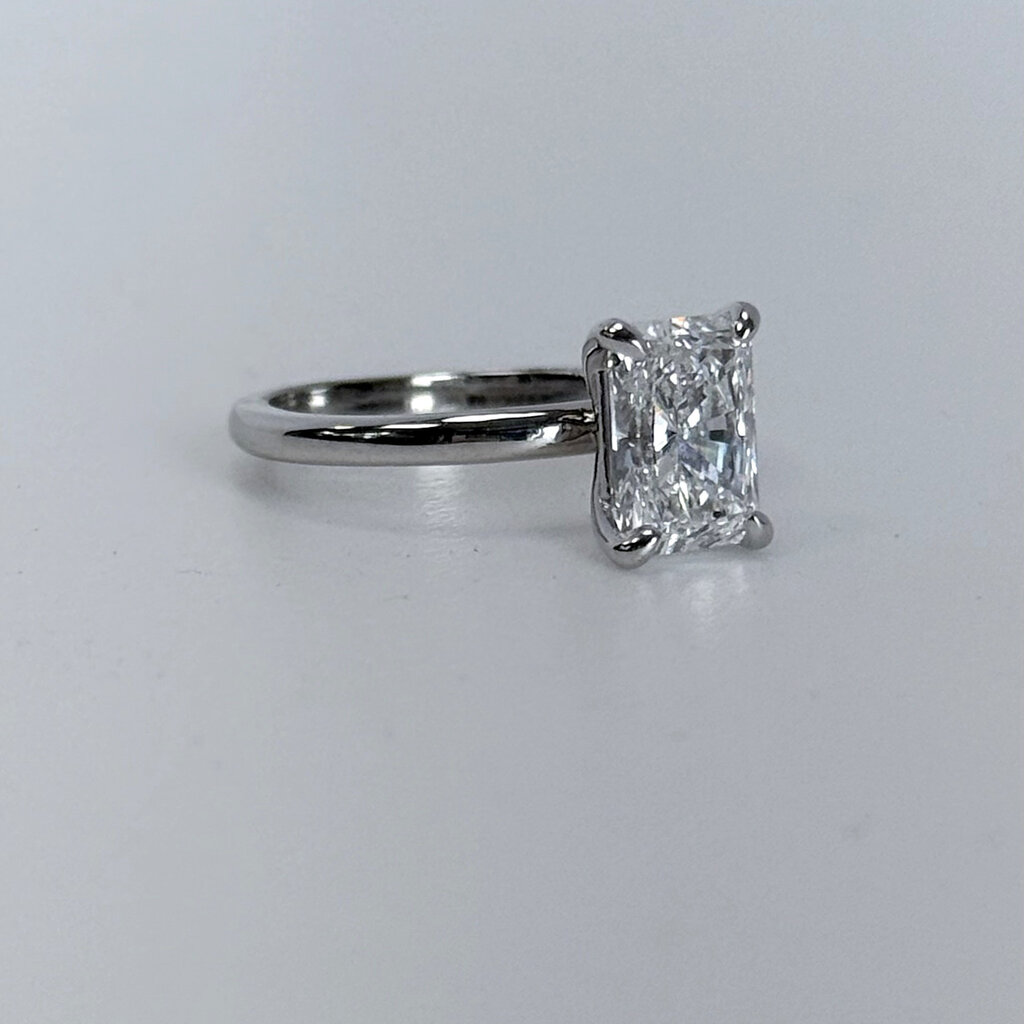 American Jewelry 14k White Gold 1.79ct D/VVS2 Radiant Solitaire Engagement Ring