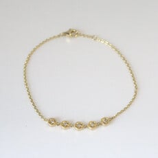 American Jewelry 14k Yellow Gold 0.12ctw Diamond Milgrain Bezel 5-Link Chain Bracelet (7.5")